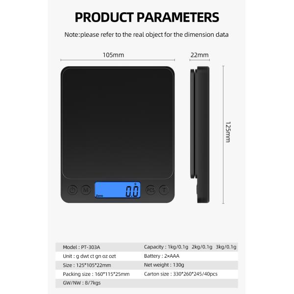 12*10*3cm GYS 3KG Black Color Smart Food Scale Most Competitive Electronic Digital Multifunction Nutrition Weighing Kitchen Scale