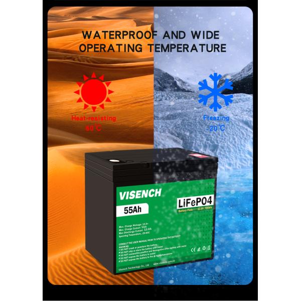 Visench Mejor vendedor 12 V 55Ah Ciclo profundo Solar RV Caravana Marina 12 Volt Baterías de iones de litio 12 V 55Ah Batería Lifepo4