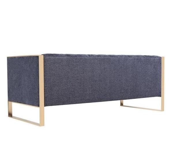 Golden Metal Base Fabric Upholstered Sofa Upholstered Wedding Rental