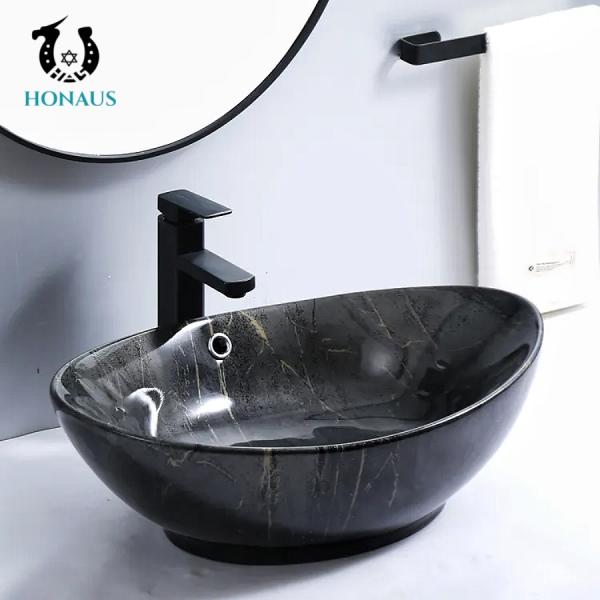 Luxurious Household Marble Effect Countertop Basin 600mm Countertop Basin