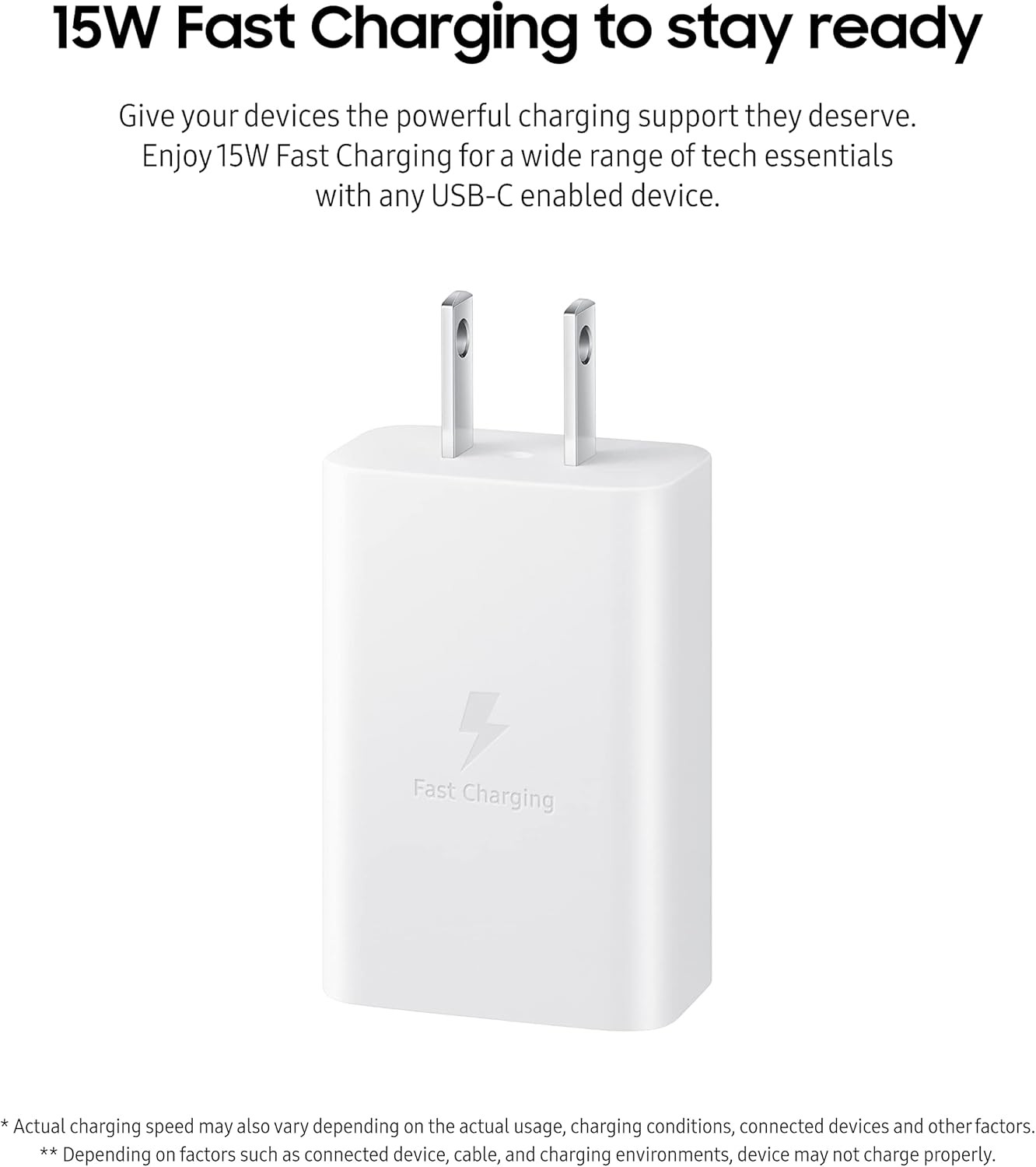 US Pin PD USB-C быстрое стенное зарядное устройство Travel Power Adapter 15W для S22/S21/S20/Note20/A5