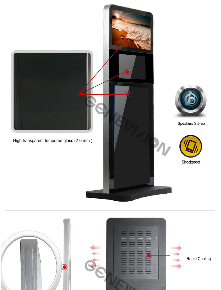 Крытый 32 экран Totem 3 Signage цифров киоска экрана касания игрока рекламы Lcd дюйма