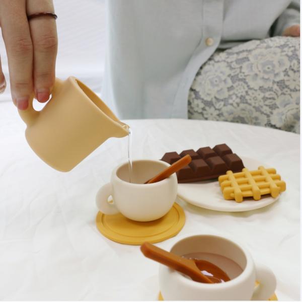 NEW ARRIVALS Kids Children Pretending Home Play Teapot Set Silicone Toys With 11pcs