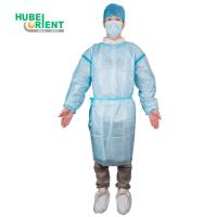 Vêtement d'isolement médical PP PE jetable bleu/blanc imperméable à l'eau avec ruban bleu