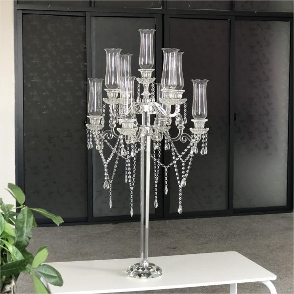 ZT-323H Vente à chaud décor d'événement de luxe pièces centrales longue base 10 porte-bougies de cristal