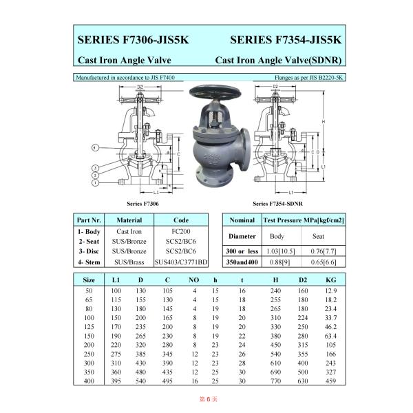 JIS F7306 MARINE CAST IRON ANGLE VALVE 2