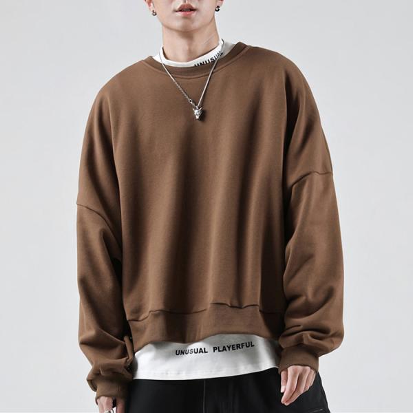 Camisetas desproporcionados francesas de Terry Cotton Blank Plain Mens Crewneck do ombro da gota