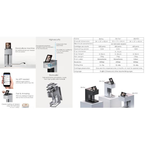 600dpi Solution Кофейная печатная машина пищевой принтер Wi-Fi 802.11b/G/N