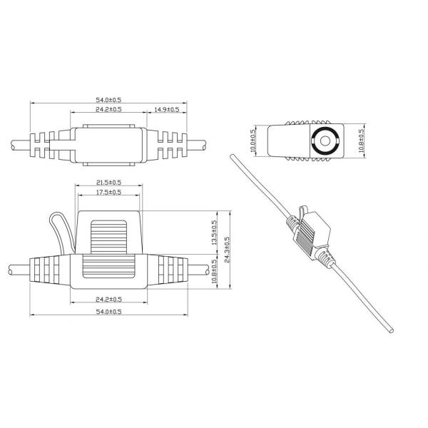 Патрон предохранителя 12V мини лезвия SL-709CA UL1015 ATN встроенный с водостойкой крышкой
