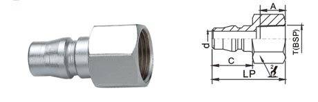 1/8 -1/2 Inch Pneumatic Quick Disconnect Couplings , LSQ-AA Pneumatic Connectors