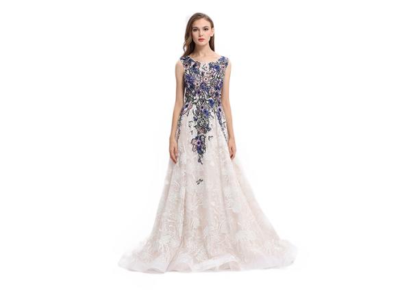 Embroidery Organza Fabric Elegant Evening Gowns With Multi Color Options
