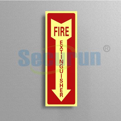 Rectangle Aluminum Safety Photoluminescent Fire Extinguisher Sign Glow In The Dark