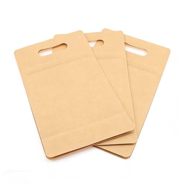 Customized Food Stand Up Pouch Moisture Proof Kraft Paper Zipper Pouches Resealable