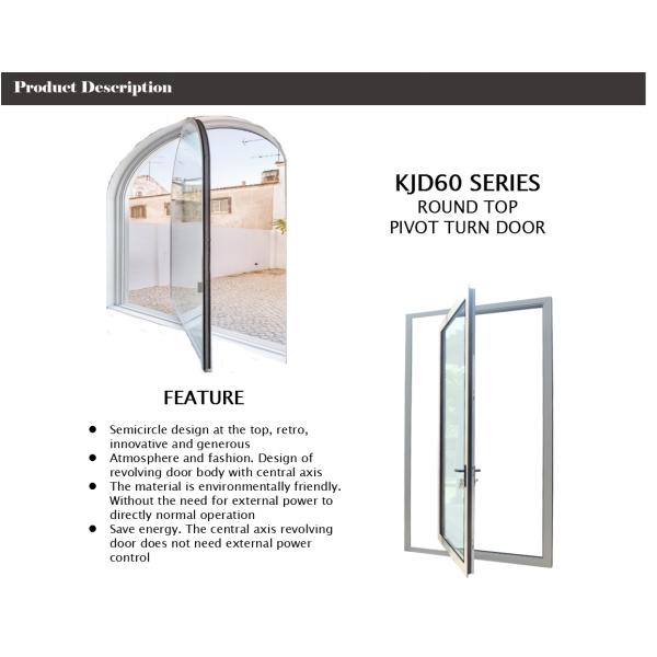 ODM Aluminum Interior Pivot Doors Black Aluminum With Round Top