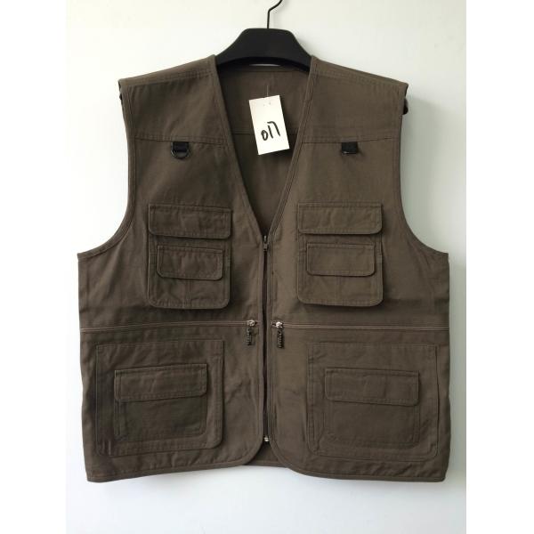 vest, waistcoat, mens vest, fishing vest, 100% cotton, S-3XL, coffee, brown