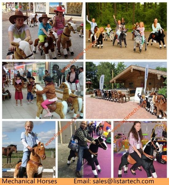 Outdoor Amusement Rides Plush Ride On Horse Toys, Ride on Horse Toy Animal Rides Games