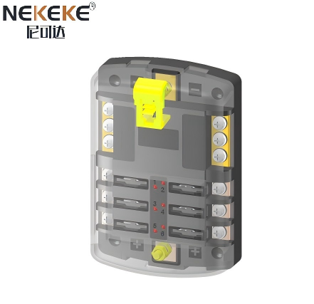 6 Way Blade Fuse Holder Negative Bolck Box With LED Light And Cover Screw Terminal