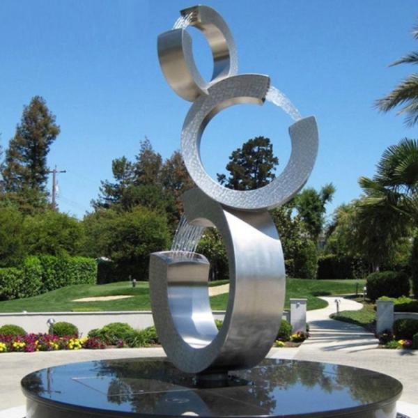 Polished Decorative Metal Sculpture OEM Stainless Steel Water Fountain