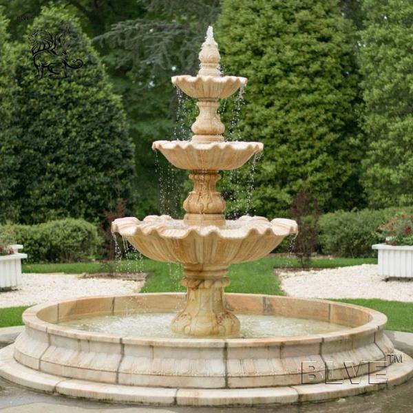 White Marble Front Yard Water Fountain Stone Garden Flowerpots Fountains Large Outdoor Decoration Square