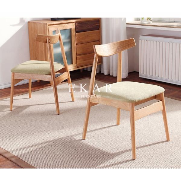 Modern Nordic Designs Furniture No Arm Oak Wooden With Seating Cushion Fabric Dining Chair