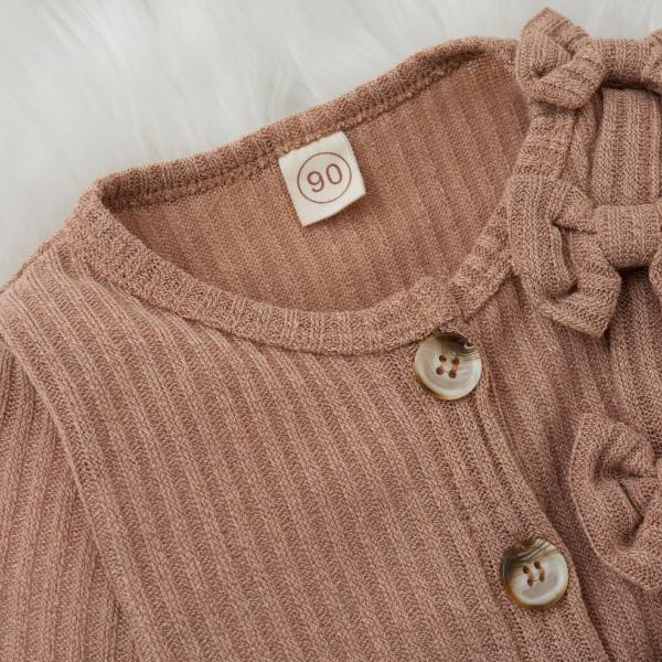 Polyester Autumn Spring Children'S Clothing Bow Cardigan Wool Knitted Coat