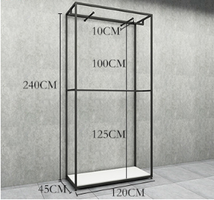 High quality black powder coat metal display rack for clothing store, gift shop, toy store,antique store
