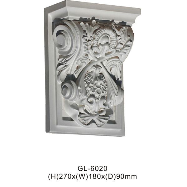 GL-6020 Appliques Onlays Decorative Polyurethane Pu Hand Carved Ceiling Dome Furniture Moulding Brackets Mouldings