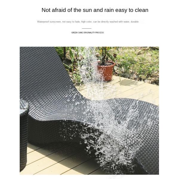 Eco Friendly Beach Swimming Pool PE Rattan S Shaped Lying Bed Lounge Leisure Chair Table