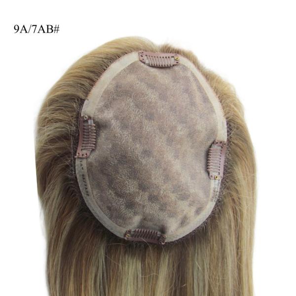 European Hair Brazilian 100% Human Hair Toppers for Women Mono Silk Base Women Toupee