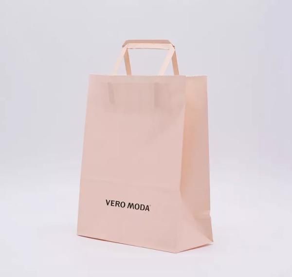 ODM Pink Kraft Paper Bag Biodegradable Patch Handle Bag ISO9001