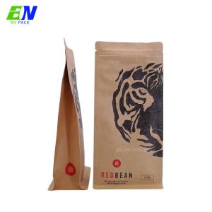 Natural Brown Kraft Paper Flat Bottom Resealable Valve Coffee Pouch