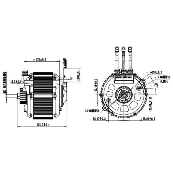 Low Vibration 5kW PMSM For Electric Motorcycle
