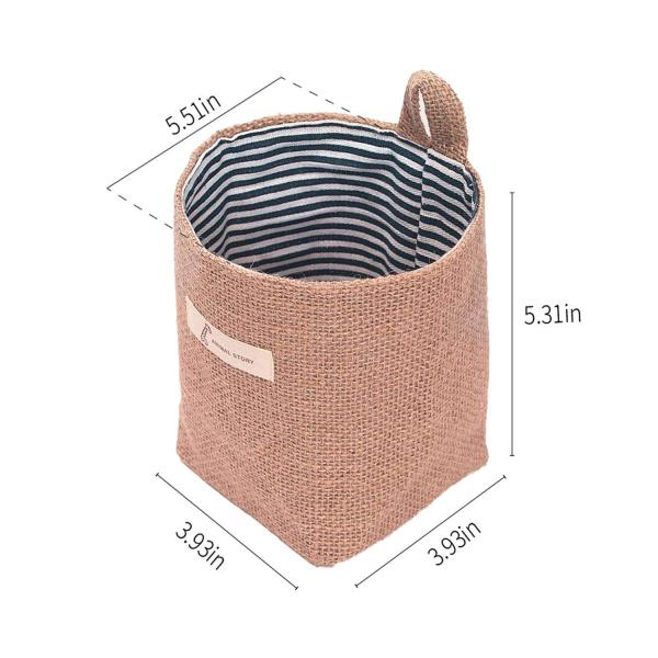 4 Pack Wall Hanging Storage Bags Cotton Linen Storage Basket Foldable Family