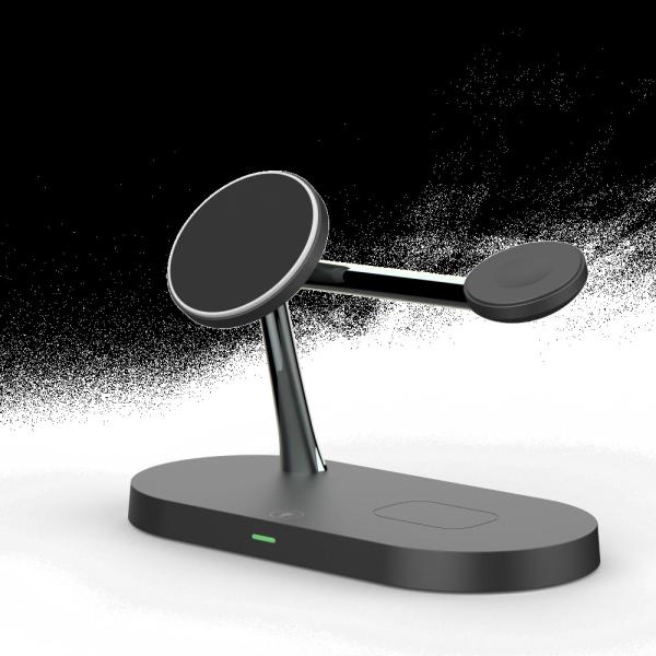 2026 new design Factory OEM ODM Qi2 5 In 1 Magnetic Wireless Charger Stand LED Night Light for Samsung iPhone IWatch Airpods Fast Charging Station
