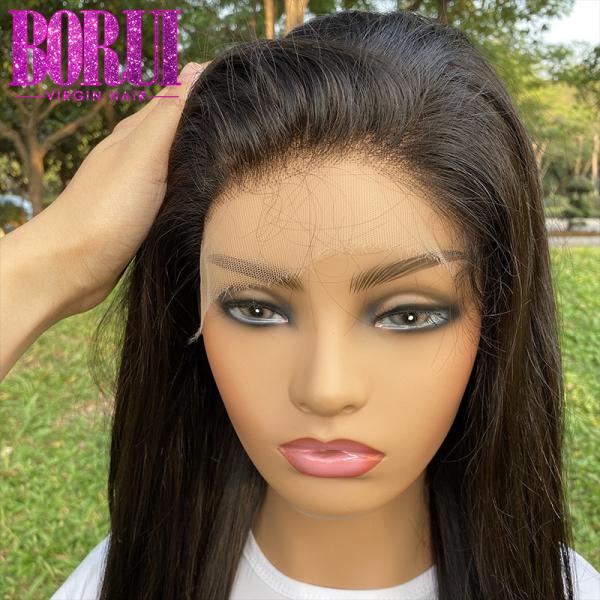 Perucas retas do Frontal do laço do cabelo humano da onda do Virgin de alta qualidade por atacado