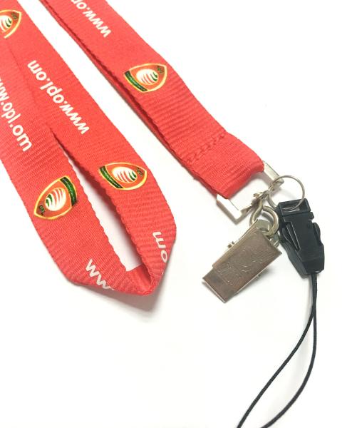 Colorful Logo Custom Flat Polyester Lanyard With Phone String / Metal Clip