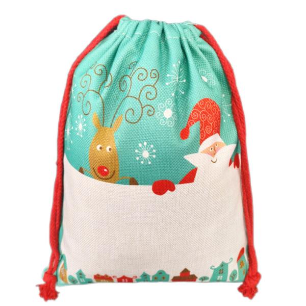 Bolsas de Navidad de sublimación de un solo lado en blanco para transferencia de calor, sacos de arpillera navideños