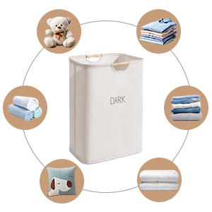 Laundry Baskets with Easy Carry Handles, Hamper, Folding Washing Bins, Family Laundry Room Bathroom