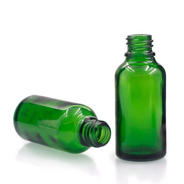 Custom 30ml Essential Oil Bottles Round Shape Green Dropper Bottles