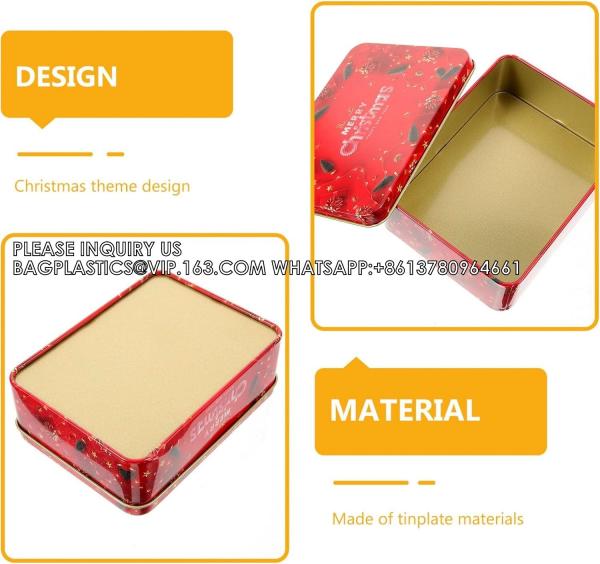 Tin Boxes Mixed Patterns Holiday Tinplate Boxes Greeting Gift Card Holder Metal Decorative Boxes Christmas Cookie Tin