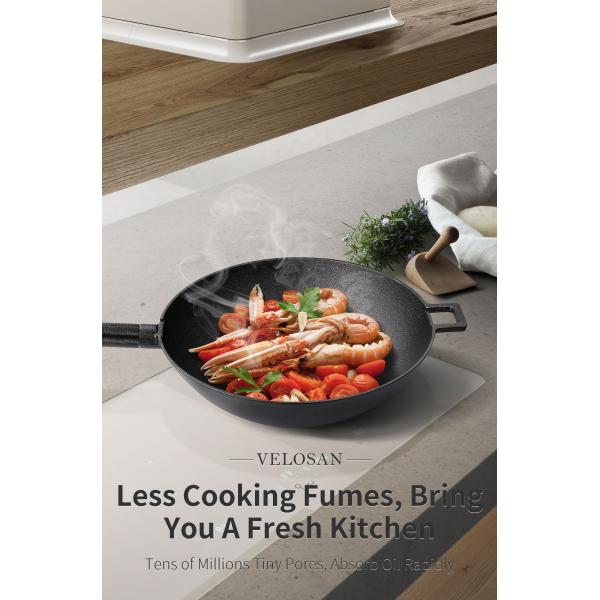 Family 12.5inch Stir Fry Pan Wok 32cm Frying Pan For Induction Hob ILAG Coating