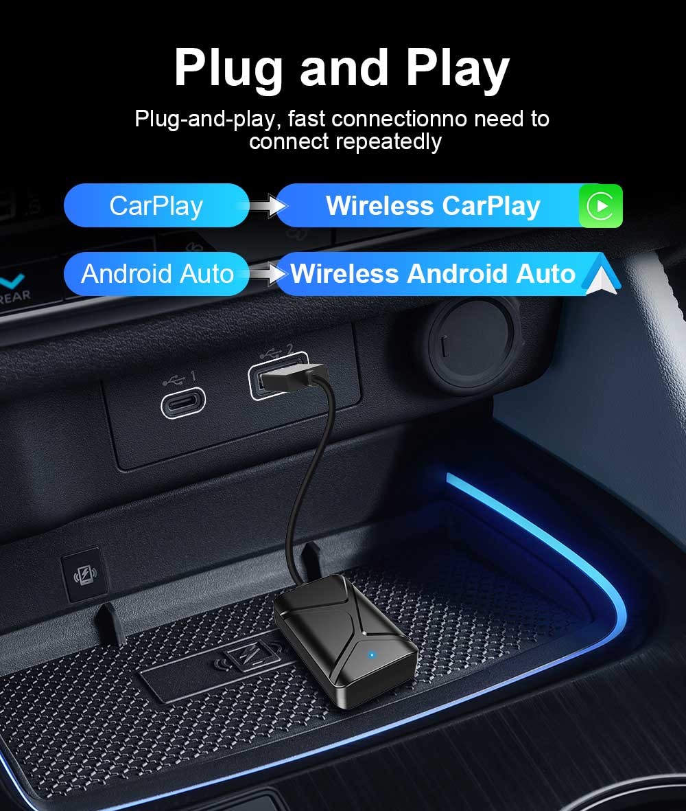 2017-2024 Audi A8 Android Auto Wifi Adapter Wireless Bluetooth Plug-N-Play