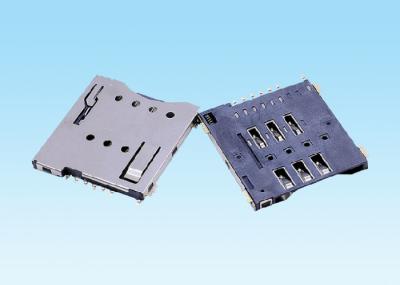 Push Stubborn Type Small Electrical Connectors , SIM Smart Card Connector 6 Pin