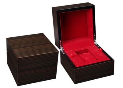 Handmade Mens Watch Display Case , Square Red Color Velvet Wooden Watch Case