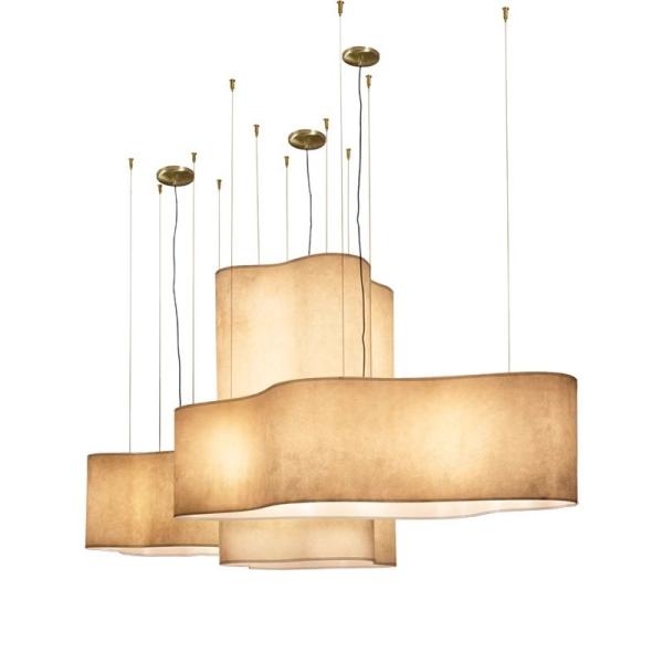Wabi-sabi clássico de tecido branco contemporâneo candelabro de alumínio pingente luminárias luminárias de controle de interruptor escada interior
