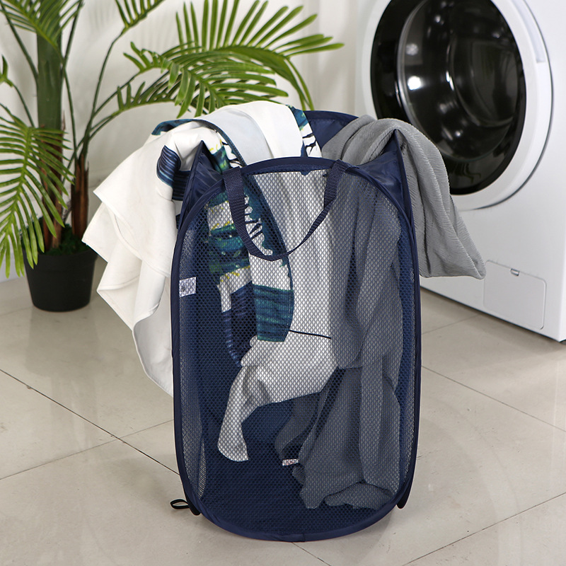 Home Storage Folding Laundry Basket Cloth Standing Type Pop Basket for Bathroom Use Foldable Bag