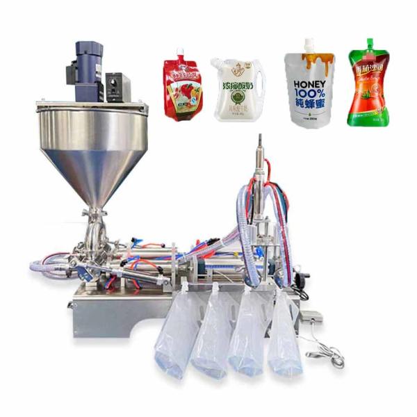 Máquina de llenado de pasta de alta viscosidad de fábrica con muleta, salsa de tomate con ungüento, máquina de embalaje de bolsas con chorro
