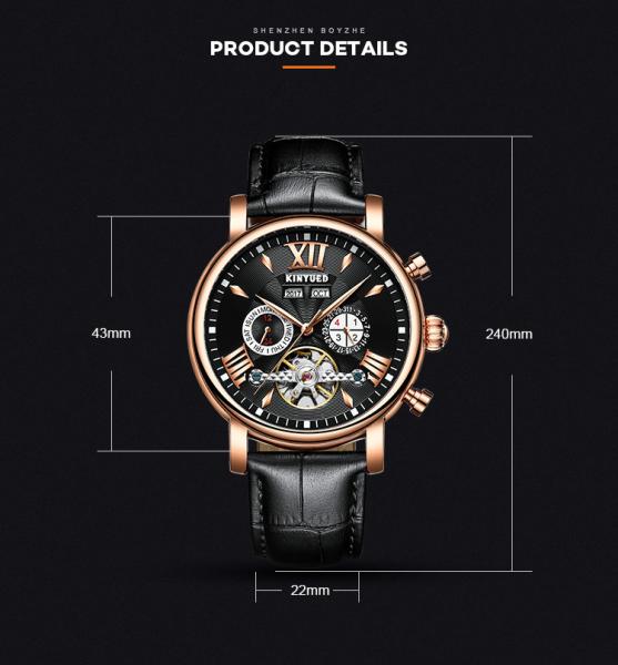 KINYUED KINYUED new design automatic men watches movement leather luxury relojes mechanical watches men