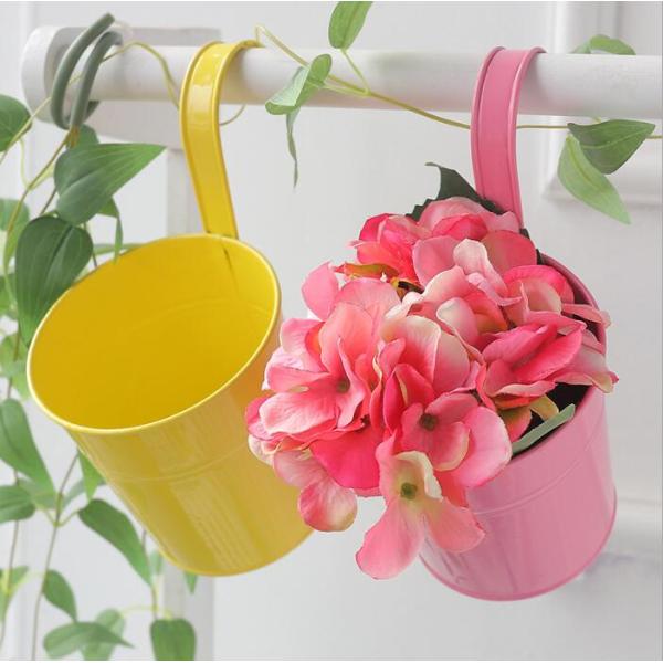 Metal Flower Pot Balcony Garden Planter Iron Hanging Flower Barrel