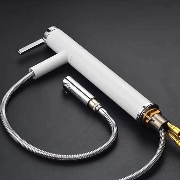 Белые серебряные покрытые краны смесителя таза гибкого Faucet кухни латунные